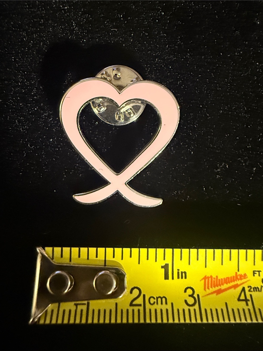 Pink Heart Ribbon Enamel Lapel Pin -